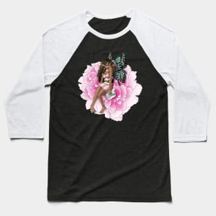 African American Fairy on a Flower Baseball T-Shirt